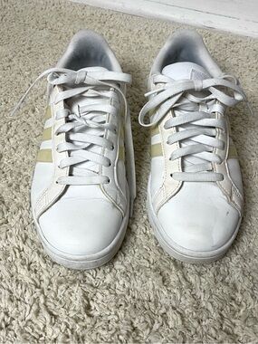 adidas White Cloudfoam Classic three striped sneakers